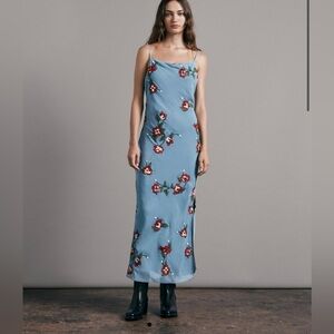 Rag & Bone Jolene Embroidered Floral Slip Midi Dress